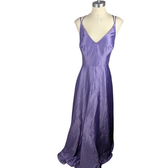 B Darlin Juniors' Satin a-Line Gown Dark Lavender Size 15/16‎ - Picture 2 of 5